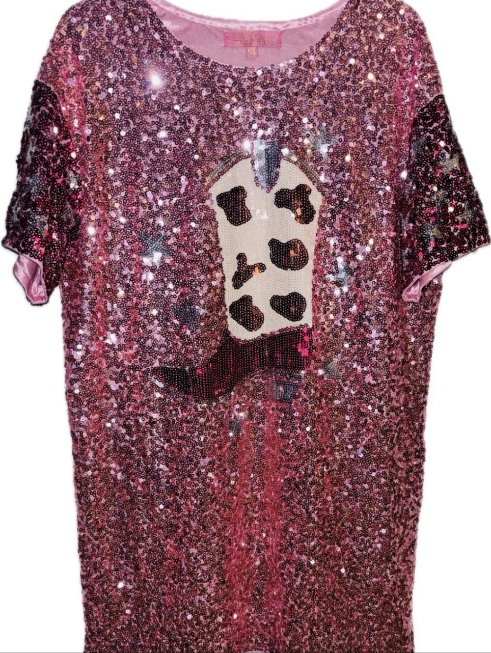 Simply Southern L/XL Pink Sequin Boot Pop Dress EUC